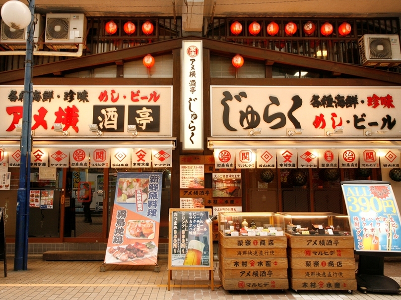 酒亭じゅらく上野店の外観